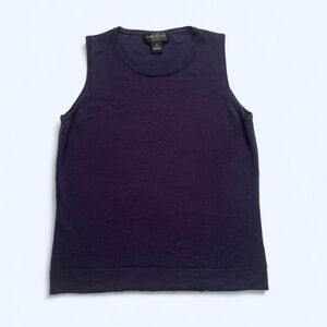 Vintage sleeveless knit top in a deep purple hue size Petite M by August Silk
